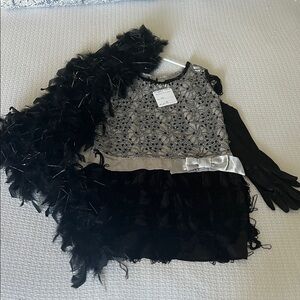 Girls Flapper Costume Size 12 with Boa and Gloves